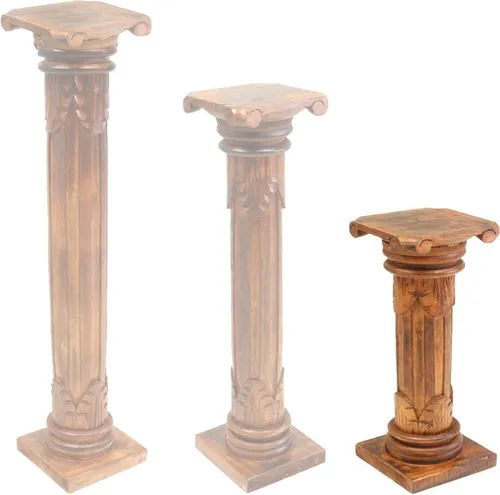Antike Blumensäule Dekosäule Holz 60 cm - Shabby Chic - Säulentisch aus Albesiaholz im antiken Design, ideal als Blumensäule oder Dekosockel. Verleiht Ihrem Wohnraum zeitlose Eleganz und Persönlichkeit.