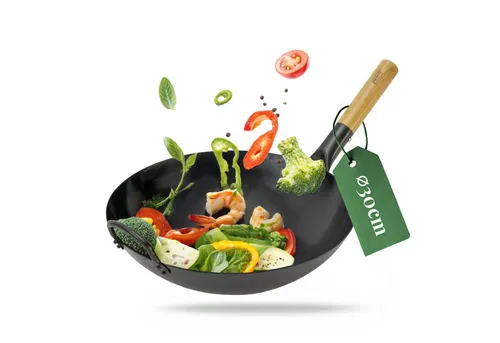 pasoli Wok für Gasherd und Grill - 30 cm handgehämmerte Carbonstahlpfanne, inkl. gratis Rezepte eBook und natürliche Anti-Haft-Beschichtung