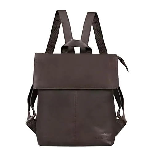 STILORD 'Charlie' Vintage Lederrucksack Braun - Laptop-Rucksack aus echtem Leder, ideal für 13,3 Zoll Laptops. Stilvolles Design mit viel Stauraum für Bücher und Wasserflaschen, perfekt für Schule und Arbeit.