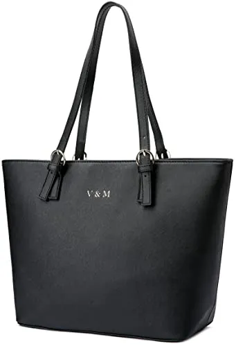 Vanessa & Melissa® Damen Shopper – Elegante Handtasche in Schwarz - Damen-Henkeltaschen aus hochwertigem, wasserabweisendem veganen Lederimitat, ideal für modebewusste Frauen. Verstellbare Träger für optimalen Komfort!