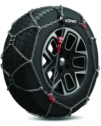 KÖNIG XG Cross 249 Schneekettenpaar 9mm für Kompakt-SUV - Schneeketten für Kompakt-SUVs mit 9 mm Kettengliedstärke, inklusive Felgenschutz und 5 Jahre Herstellergarantie für sichere Fahrten im Winter.