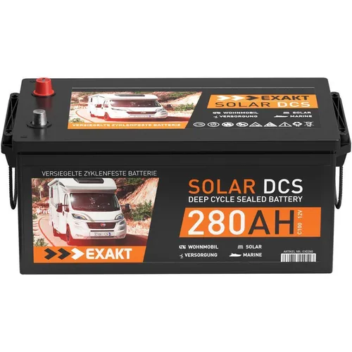 EXAKT DCS Solarbatterie 280Ah 12V - Powerstations mit Deep Cycle Technologie, ideal für Wohnmobile und Solar-Anwendungen, hohe Kapazität für zuverlässige Energieversorgung.