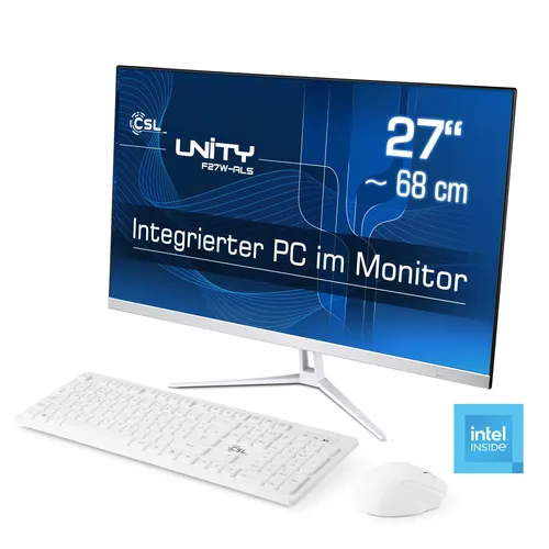 CSL Unity F27-ALS N200 Windows 11 All-in-One PC - 27 Zoll All-in-One PC mit Intel N200, 8 GB RAM und 512 GB SSD für blitzschnelle Leistung und platzsparendes Design, ideal für Home Office und Multimedia.