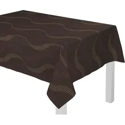 Wirth Tischdecke LUPARA (1-tlg) braun 130 cm x 190 cm - Eckige Tischdecke in elegantem Wellen-Design, ideal für jeden Anlass. Mit 75% Polyester und 25% Baumwolle ist sie pflegeleicht und waschbar bei 30°C. Perfekte Größe von 190 cm x 130 cm für Ihren Tisch.
