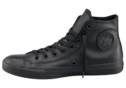 Converse Chuck Taylor All Star Hi Monocrome Leather Sneaker schwarz 41,5 EU - Sneaker aus hochwertigem Leder, knöchelhoch und sportlich, ideal für stilvolle Outfits und Alltag.