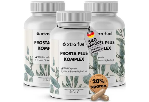 XTRA FUEL Prostata Kapseln - Prosta Plus Komplex, hochdosiert & vegan - Fettlösliche Vitamine, unterstützt die Prostatagesundheit mit hochwertigen Inhaltsstoffen wie Kürbiskern- und Sägepalmenextrakt, ideal für Männer, die auf ihre Gesundheit achten.