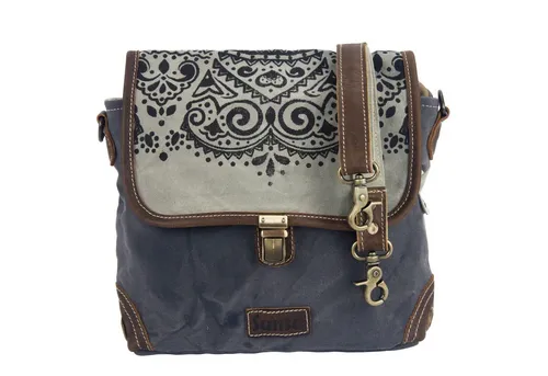 Sunsa Damen Umhängetasche - Vintage Canvas & Leder Messenger Bag - Umhängetaschen: Die Sunsa Tasche kombiniert robustes Canvas mit Leder und bietet praktische Fächer. Ideal für jeden Anlass und nachhaltig gefertigt aus recycelten Materialien.