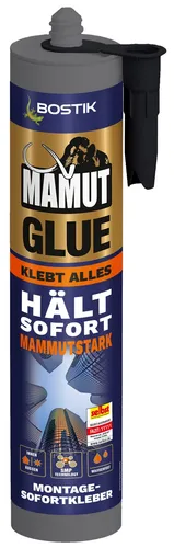 Bostik Montagekleber Mamut Glue, für außen, 450g, Baukleber, extra stark und schnellhaftend, weiß