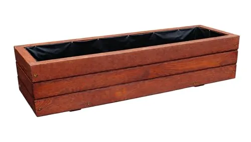 Pflanzkasten D6 Nuss - Fertig montierter Holz-Pflanzkübel 90cm - Schöner, langlebiger Pflanzkübel aus Kiefernholz, ideal für Gärten und Terrassen. Komplett montiert, mit Abflusslöchern für optimale Bewässerung. Verfügbar in verschiedenen Farben.