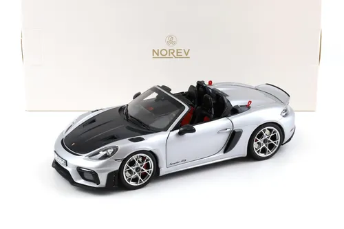 NOREV 187270 Porsche 718 Spider Rs Weissach Package 2023 - Silver Met - Modellauto im Maßstab, detailgetreu und ideal für Sammler sowie Porsche-Enthusiasten.