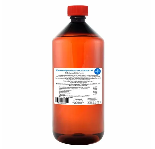 HERRLAN Wasserstoffperoxid 3% FOOD GRADE I 1 Liter I HERRLAN-Qualität Bleichmittel (1 Liter unstabilisiert)