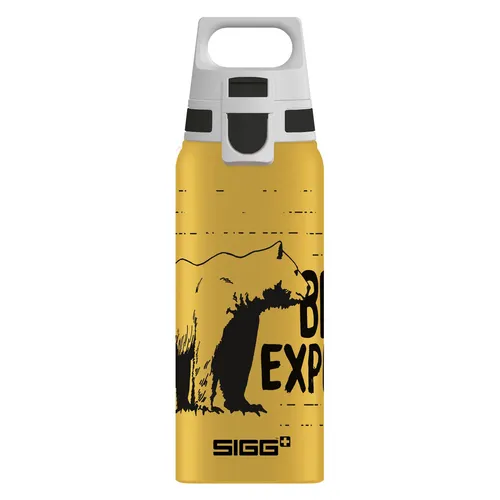 SIGG WMB One Kinder Trinkflasche, Brave Bear, 0.6 L - Stilvolle und praktische Aluminiumtrinkflasche für Kinder. Mit dem niedlichen „Brave Bear“-Design ist sie der perfekte Begleiter für Schule und Freizeit.