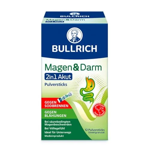 Bullrich Magen & Darm 2in1 Akut Pulversticks 12 St - Arzneimittel zur schnellen Linderung von Magen- und Darmbeschwerden, praktisch in Pulversticks für unterwegs.