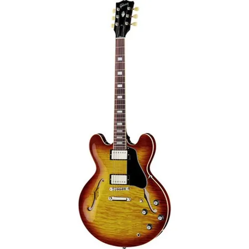 Gibson ES-335 Figured Iced Tea - Gitarren der Original Collection mit gemasertem Ahorn und Palisandergriffbrett, bietet hervorragenden Klang und Stil, inklusive Koffer.
