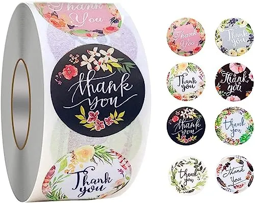 Stück Dank Aufkleber, 8 Florale Designs Thank You Sticker für Geschäftsaufkleber handgefertigte Waren,Hochzeitsaufkleber Umschlagsiegel, Einladungen, Dankeskarten 500