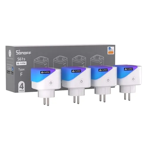 SONOFF S61s Smart Steckdosen 16A/3840W – Fern- & Sprachsteuerung für ein sichereres und smarteres Leben | Energieüberwachung & Zeitschaltuhr | Matter-kompatibel mit Alexa, Google und HomeKit(4er-Pack)
