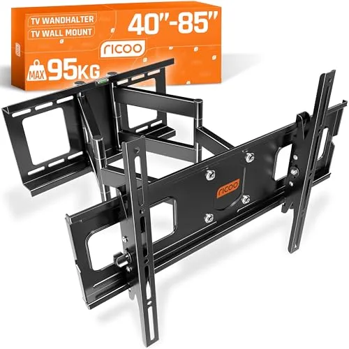 RICOO TV Wandhalterung R06 für 40-75 Zoll Fernseher - TV-Wandhalterung mit 120° Schwenkfunktion und Neigbarkeit für optimale Sicht. Belastbar bis 95 kg, geeignet für alle VESA-Normen.