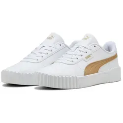 PUMA Damen Carina 3.0 Aqua Metallics Sneaker - Eleganter Komfort in White-Light Sand Gold, Größe 39 EU - Damen-Sneaker mit schickem Metallic-Design und bequemer Passform, ideal für modische Outfits und den Alltag.