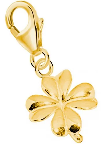 Goldene Hufeisen Charm-Einhänger Kleeblatt Karabiner Charm 925 Sterling Silber - Handgefertigter Charm-Anhänger aus 925 Sterling Silber, vergoldet. Mit praktischem Karabinerverschluss für vielseitige Verwendung. Ideal für Schmuckliebhaber und als Geschenk.