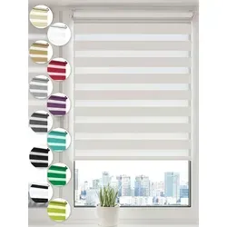 Doppelrollo Klemmfix ohne Bohren Rollos für Fenster und Tür Seitenzugrollo, Sonello, blickdicht, ohne Bohren, freihängend, Klemmfix, 40cm x 100cm Weiß Duo Rollo, Lichtschutz, Jalousie mit Klemmträger weiß 40 cm x 100 cm