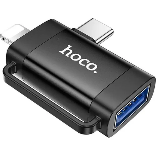 Hoco Cable adapter OTG 2in1 Type C (male) / Lightning (male) to USB A (female) UA31F black (Lightning, USB-C) (49810801)