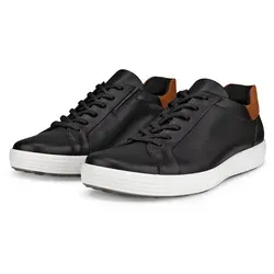 ECCO Herren Sneaker Low Soft 7 Schwarz 45 - Herren-Sneaker aus hochwertigem Glattleder mit Nubukleder-Overlay für Langlebigkeit und Komfort. Atmungsaktive, herausnehmbare Innensohle und profilierte Außensohle für optimale Traktion.