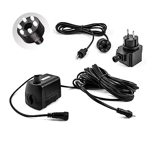CLGarden Springbrunnenpumpe SP1 mit LED Ring Beleuchtung - Wasserpumpen für Quellsteine und Gartenbrunnen, inklusive 32mm LED-Ring für beeindruckende Lichteffekte bei sicherer 12V Niederspannung.