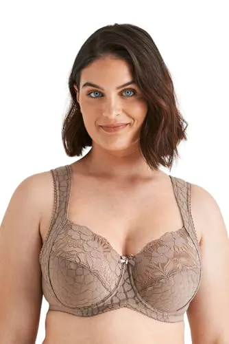 Miss Mary of Sweden Jacquard & Lace Bügel-BH 105D Taupe – Starker Halt für eine schöne Silhouette - Eleganter Bügel-BH mit Jacquard- und Spitzen-Design. Er bietet stabilen Halt und eine optimale Passform für Frauen mit einer schwereren Büste. Wattierte Träger sorgen für zusätzlichen Komfort.
