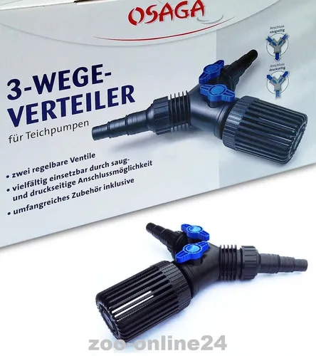 Osaga 3 Wege Y-Verteiler mit 2x Kugelhahn - Wasserpumpen für Teich, ideal zur optimalen Verteilung von Wasser für Skimmer, Teichpumpe und Filteranlagen.