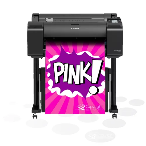 Canon imagePROGRAF iPF GP-200 – 24 Zoll Plakatdrucker mit pinker Tinte - Großformatdrucker für brillante Farbplakate, 1200 x 2400 DPI Auflösung und schnelle DIN A1 Druckgeschwindigkeit in nur 25 Sekunden. Ideal für Werbe- und Plakatdruck.