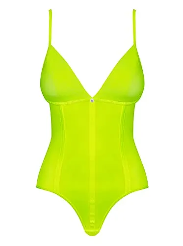 Obsessive Damen Neonia Dessous-Set, Yellow, XL - Erotische Bodys, verführerisches Design mit Dobby-Webart für einen aufregenden Look, ideal für besondere Anlässe.