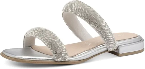 MARCO TOZZI by Guido Maria Kretschmer Damen Pantoletten mit Blockabsatz Glitzer, Silber (Silver), 39 EU - Wanderschuhe mit innovativer Feel me Sohle für maximalen Tragekomfort. Das hochwertige Textilmaterial sorgt für Langlebigkeit und die optimale F-Weite 1/2 passt sich perfekt an. Ideal für stilvolle Ausflüge!