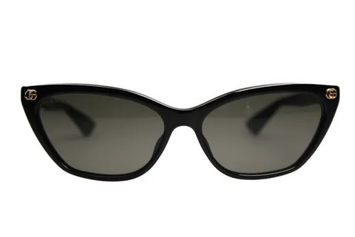 GUCCI Sonnenbrille GG1815S 001 – Stilvolle Cat Eye Brille - Elegante Damen-Sonnenbrille mit verspiegelten grauen Gläsern und schwarzem Acetat-Rahmen. Perfekt für einen modischen Auftritt im Sommer.
