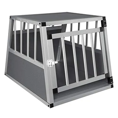EUGAD Tiertransportbox: Aluminium Hundetransportbox 69x54x50 cm, Grau - Tier-Transportboxen für Hunde, robust aus Aluminium und MDF, ideal für sicheren Transport und Reisen mit Ihrem Hund.