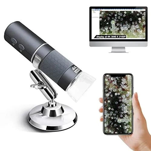 Ninyoon 4K WiFi Mikroskop für iPhone und Android - Mikroskop mit 50 bis 1000X Vergrößerung, ideal für Sammler und Schüler, bietet drahtlose Verbindung und hohe Kompatibilität mit verschiedenen Geräten.