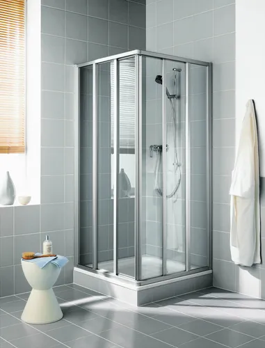 Kermi Duschtür Eckeinstieg IBIZA 2000 185 cm - Duschkabinen mit 3-teiligem Gleittüren-Design aus Sicherheitsglas, pflegeleicht und flexibel einsetzbar für optimalen Spritzwasserschutz.