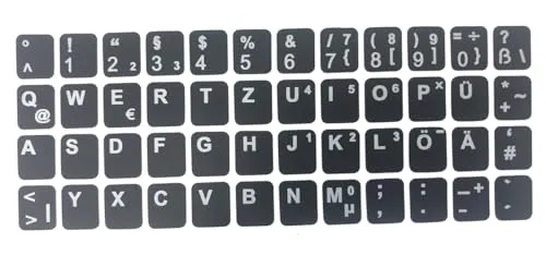 Kompatibel mit HP ProBook DEUTSCHE Tastaturaufkleber- schwarz MATT 48 Tasten 1,1 cm x 1,3 cm Tastatur Aufkleber Selbstkleben