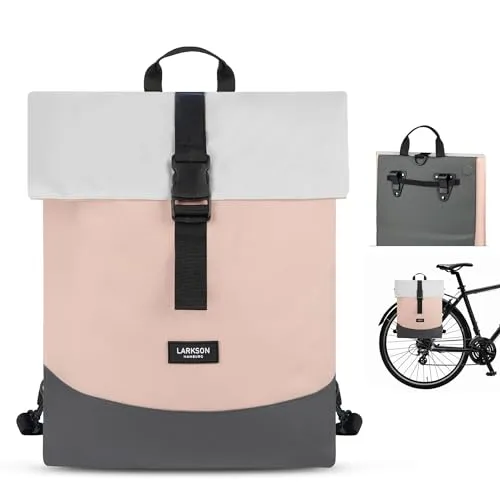 LARKSON Fahrradtaschen für Gepäckträger Damen Grau - Tammo Bike 2-in-1 Rucksack & Gepäckträgertasche - Fahrradtaschen mit 2-in-1 Funktion: nutzen Sie die stylische Tasche als Rucksack oder Gepäckträgertasche. Wasserabweisend und mit gepolstertem Laptopfach bis 15.6 Zoll, ideal für den Alltag.