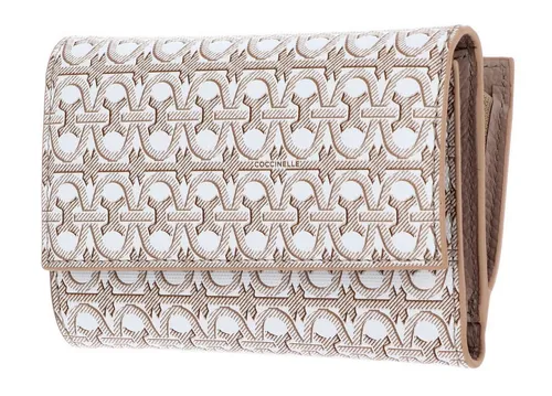 Coccinelle Metallic Coated Monogram Wallet Multi Blanc/Rose - Damen-Geldbörse mit hochwertiger Metallic-Beschichtung, elegant und praktisch mit idealen Maßen von 14 x 10 x 4 cm für jeden Anlass.