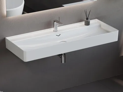 Aqua Bagno VENUS 120cm Keramik Waschbecken - Das Aqua Bagno VENUS Waschbecken bietet mit 120 cm viel Platz für den täglichen Gebrauch. Hergestellt aus hochwertiger Sanitärkeramik, überzeugt es durch Langlebigkeit und modernes Design. Ideal für stilvolle Badezimmer und einfache Montage.