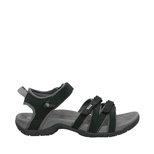 Teva Tirra Leather W's Damen Sport- & Outdoor Sandalen - Wanderschuhe für schmale Frauenfüße, mit verstellbaren Klettverschlüssen und optimaler Trittdämpfung durch Shoc Pad im Fersenbereich.
