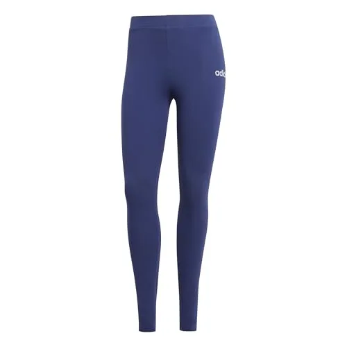 adidas Women's ESSENTIALS LINEAR COTTON LEGGINGS, Dark Blue/White, XS