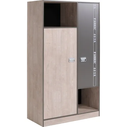 Parisot Kleiderschrank Fabric - Kleiderschrank mit 4 Einlegeböden und 1 Kleiderstange, eschefarben-grau, pflegeleichte Melaminoberfläche, ideal für platzsparende Aufbewahrung im Schlafzimmer.