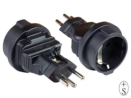 Good Connections Stromadapter Schweiz Netz-Stecker (SEV1011, gerade) an Schutzkontakt-Buchse Typ F, SEV - Reiseadapter/Steckdosenadapter/Netzadapter - SCHWARZ, PA-6002S