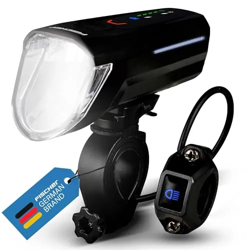 Fischer Fahrrad-Scheinwerfer LED - Batteriebetrieben, Schwarz (50690), ideal für sicheres Fahren bei Dunkelheit
