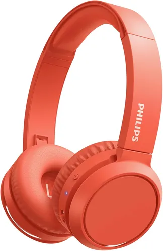 Philips TAH4205 Kopfhörer - Faltbar und Bluetooth - Kopfhörer mit Geräuschunterdrückung, faltbarem Design und integriertem Mikrofon für kabelloses Hörvergnügen in auffälligem Rot.