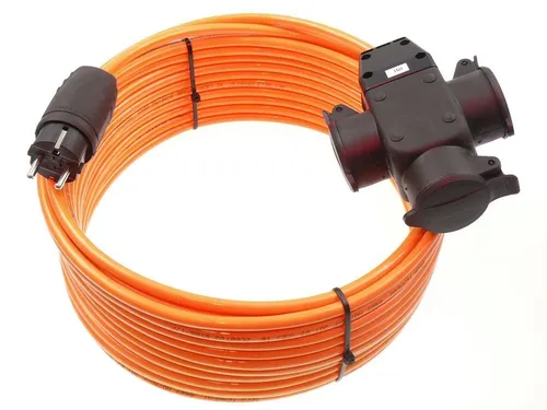 maxgo® SCHUKO PUR Verlängerung 3-Fach Kupplung 5m - Netzkabel für Industrie und Baustellen, extrem abriebfest und witterungsbeständig. Ideal für den Außenbereich, mit praktischer Aufhängevorrichtung und hoher Lebensdauer.