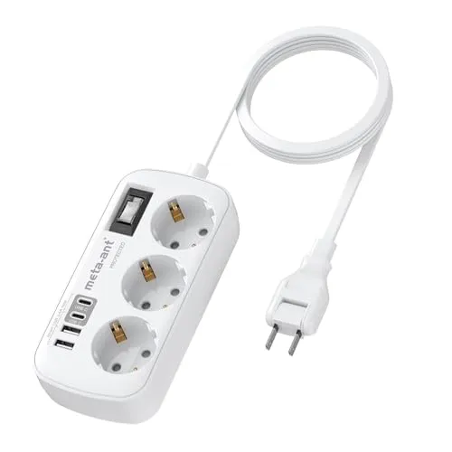 7-in-1 Reiseadapter Japan Steckdosenadapter mit 3-Fach Steckdosen & 4 USB (2 USB-C 3.4A), Schnellladegerät, Typ A Adapter für Japan, USA, Thailand, China, Kanada, Vietnam, 1,5m Kabel