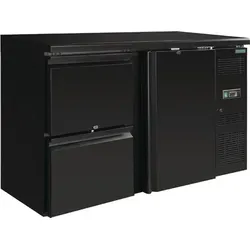Polar Barkühlung eintürig mit 2 Schubladen - Kühlschrank für Gastronomie, bietet viel Platz für Getränke und Snacks, energieeffizient mit nur 1101 kWh/Jahr.