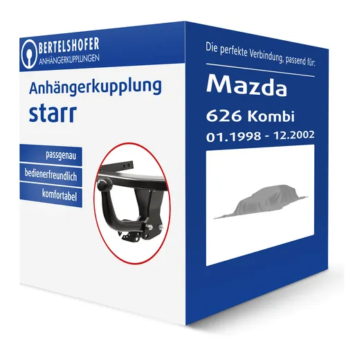 G.D.W. Starre Anhängerkupplung für Mazda 626 Kombi 1998-2002 - Anhängerkupplung von G.D.W., starr mit 1800 kg Anhängelast, keine Eintragung in Fahrzeugpapiere notwendig - ideal für unkompliziertes Ziehen.